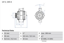 Bosch 0 986 043 910 Alternator For Mercedes-benz