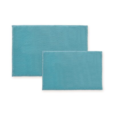 Bibb Home 2 Piece Faux Fur Plush Bath Mat Set