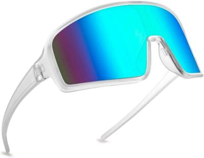 White Shield Oversized Wraparound Sports Sunglasses for Men Women Outdoor... 