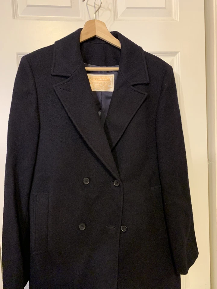 Abrigo Pendleton Vintage Mujer Talla 12 Lana Virgen Azul Doble Pecho Foto 4 de 4