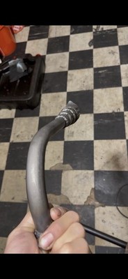 Side exit Mini Bike Stage 5 Trumpet Exhaust Pipe, Raw Metal Color. 