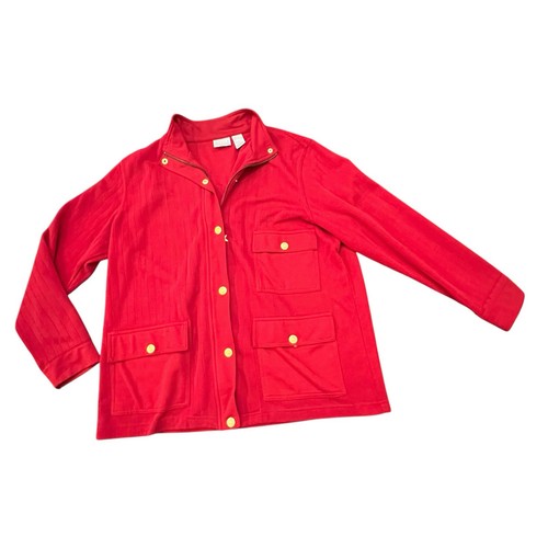 Koret K-Wear Vintage Red Jacket Zip Up Gold Snaps Size Large Lightweight Pockets - Picture 2 of 14