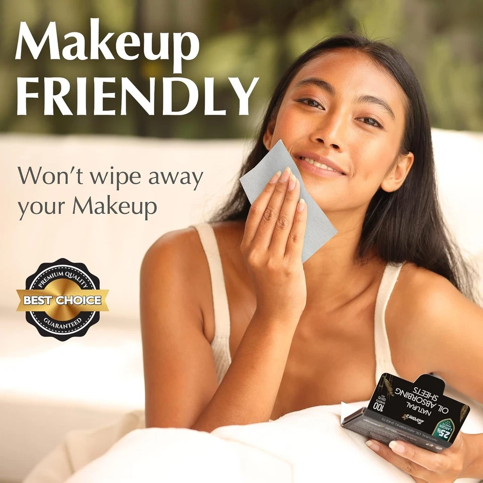 Hojas secadoras de aceite natural para rostro 100 unidades (paquete de 3), carbón de bambú Foto 4 de 4