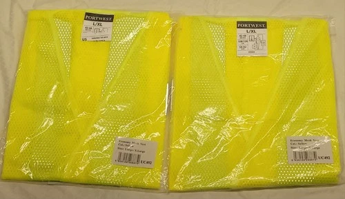 2 Portwest UC492 Economy Hi-Vis Reflective Cooling Mesh Safety Work Vest L/XL - product listing photo