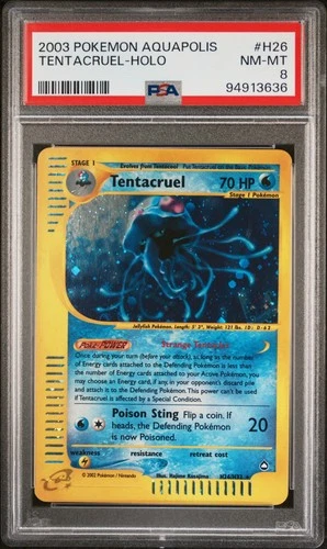 2003 POKEMON AQUAPOLIS #H26 TENTACRUEL-HOLO PSA 8