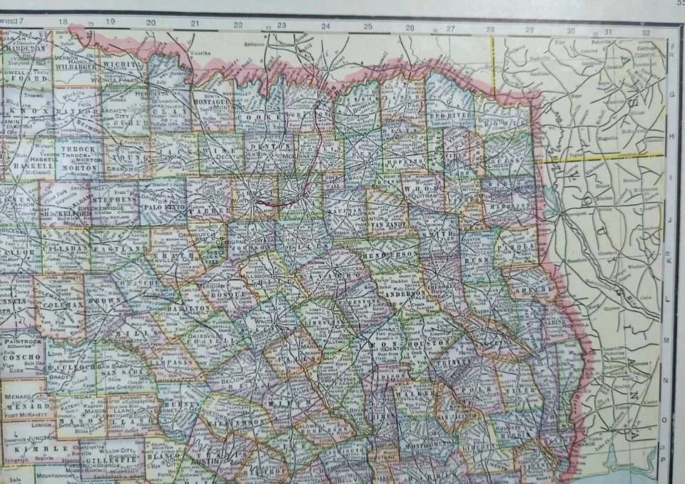 Mapa de Texas 1911 de colección 22"x15" antiguo original GALVESTON HOUSTON AUSTIN TX Foto 4 de 4