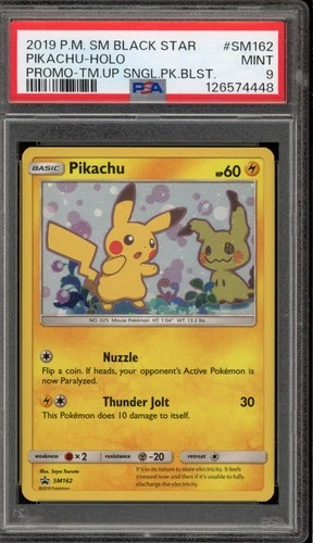 Pokemon Pikachu Team Up Blister Pk. Black Star Holo Promo SM162 PSA 9 Mint