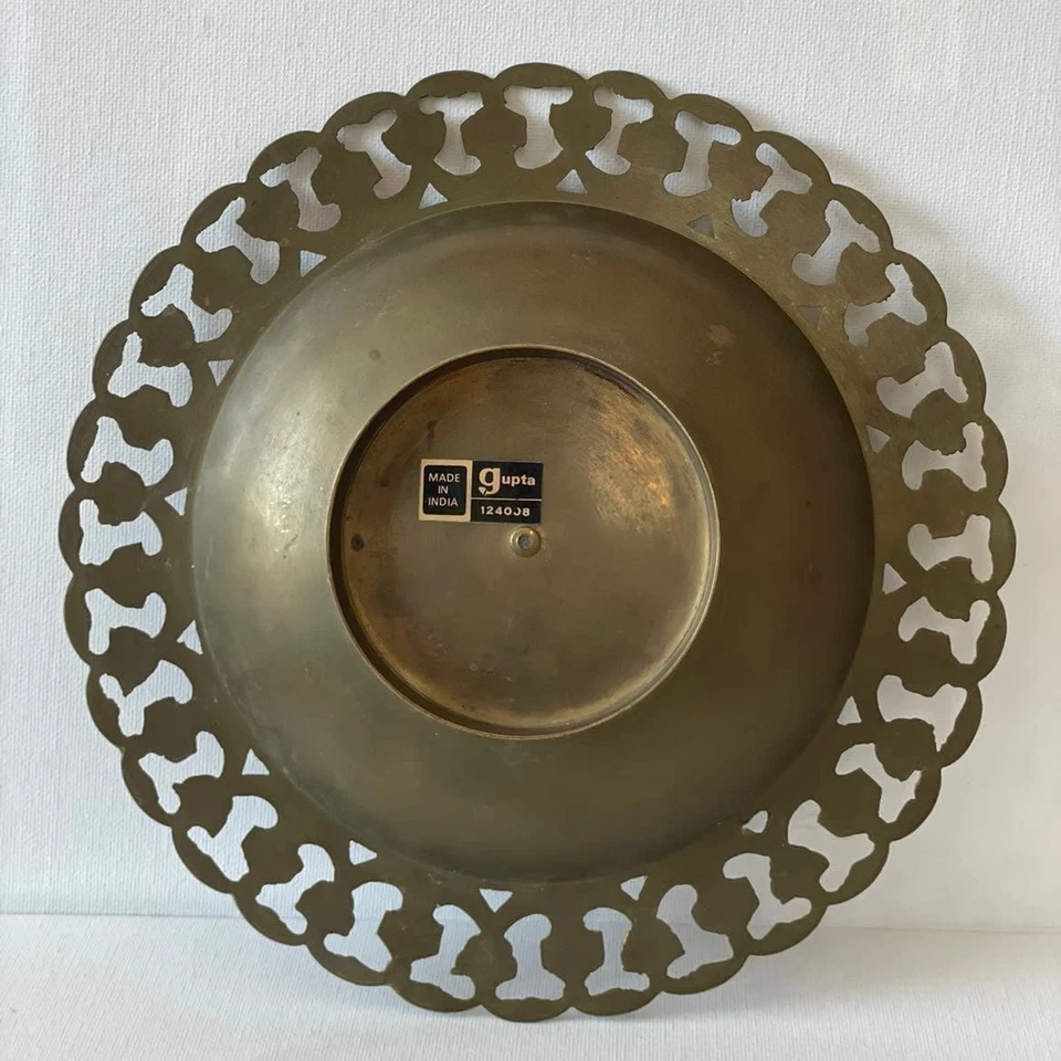 Antique Collectible Old Indian Metal Hand Painted Gupta Bowl Plate. - Image 3 of 3