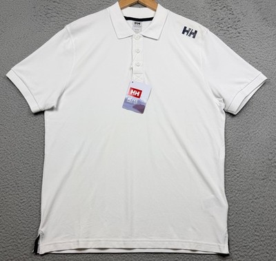 Helly Hansen Shirt Mens Medium White Classic Polo Casual Short Sleeve