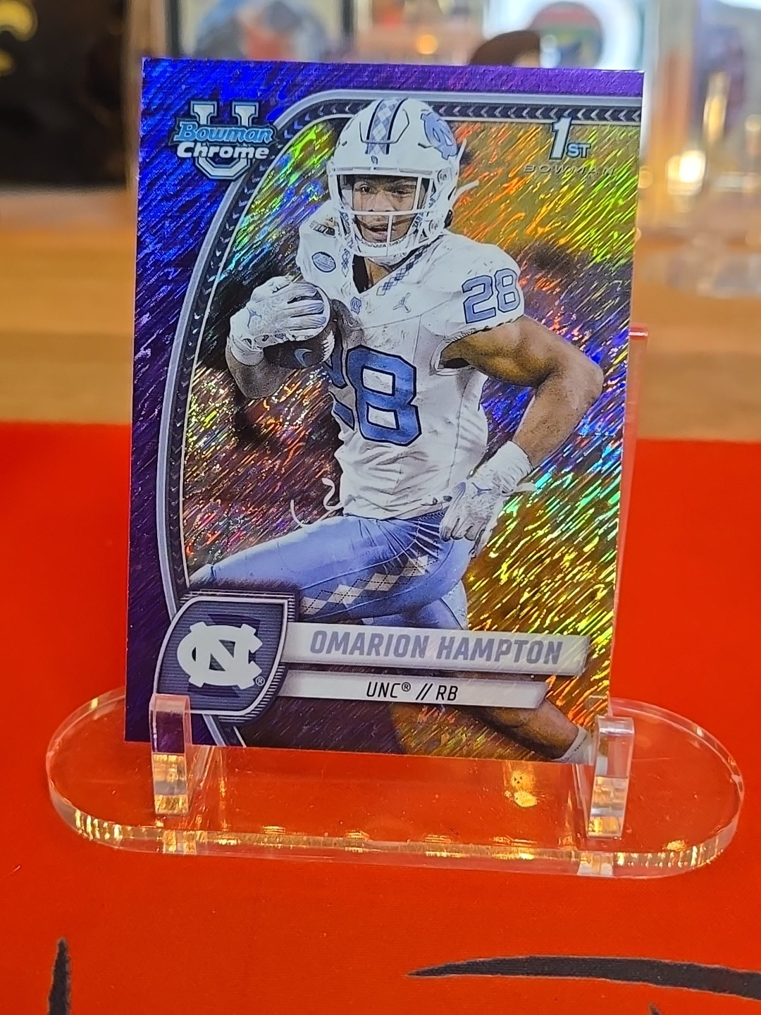 Omarion Hampton 2024 Bowman University Chrome - #198 Purple Shimmer Refractor...