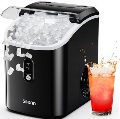Nugget Ice Makers Countertop, 38lbs/24H Chewable Pellet Ice Machine with Self...