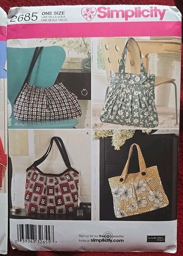 Lotto di 2 modelli di borse e borsette Simplicity 3822 & Simplicity 2685. Non tagliato - Foto 4 di 5