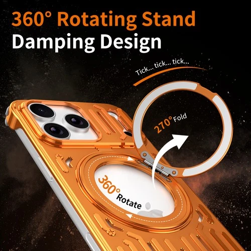 For iPhone 17/16/15 Pro Max Air Metal+TPU Case Mag Safe Stand Heat Dissipation - Picture 5 of 16