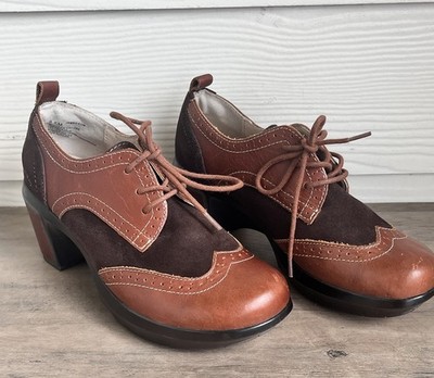 Jambu San Fran Encore Brown Leather Suede Wingtip Oxfords Heels Shoes Size 6.5M