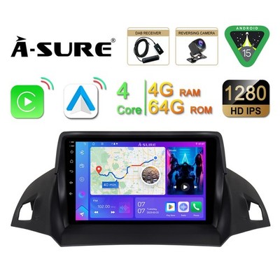 4+64G Android15 Autoradio Für C-Max Ford Kuga 2012-2018 Escape 2013-2019 GPS DAB