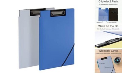 Clipboard Folio with Storage, 4 Pockets, Penholder, 2 Pack, 2 Color Combos