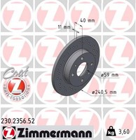 2X Zimmermann Bremsscheibe Sport Z 230.2356.52 FüR Fiat Alfa Lancia 145 Punto 1
