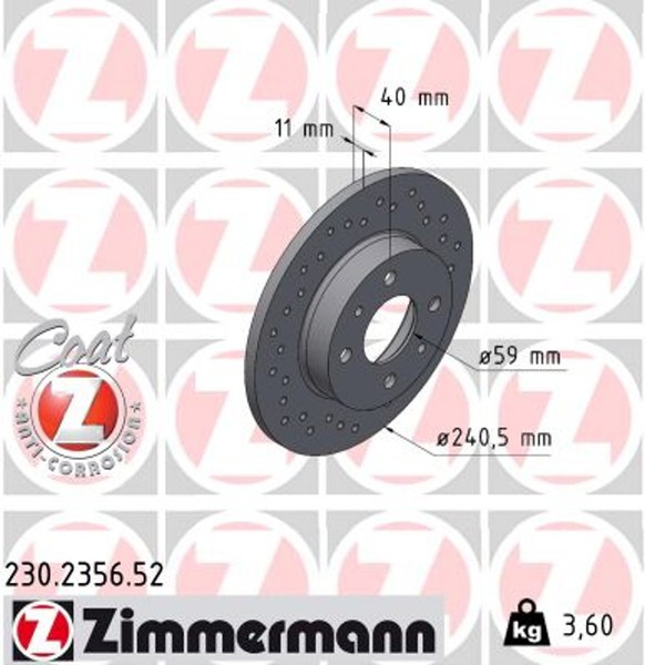 2X Zimmermann Bremsscheibe Sport Z 230.2356.52 FüR Fiat Alfa Lancia 145 Punto 1-image