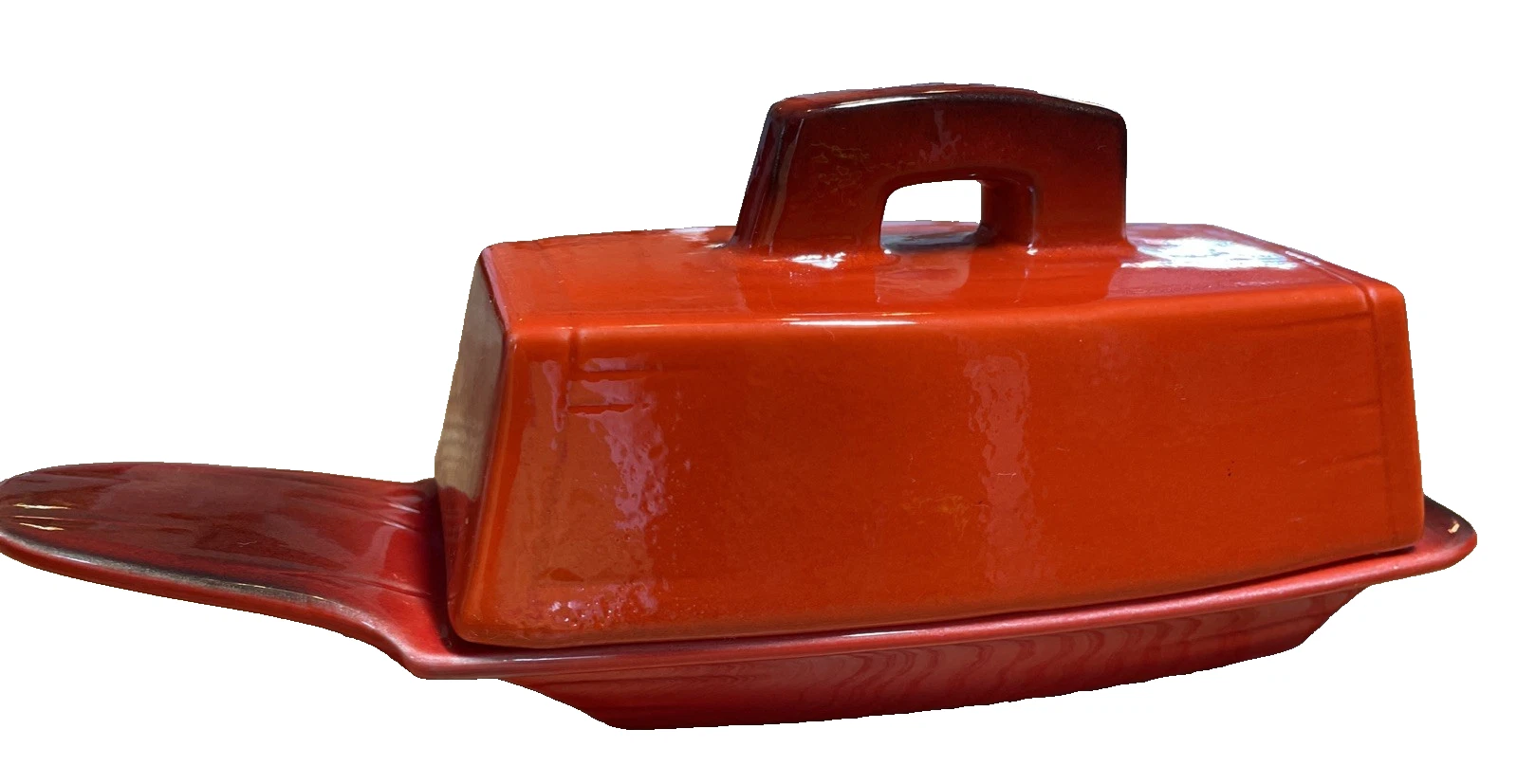 Vintage Metlox Rectangular 1/4lb Butter Dish– Poppytrail – Red Rooster Red