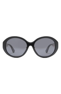 New Gucci Women 57mm Round Oval Sunglasses Authentic Black Multicolor Grey
