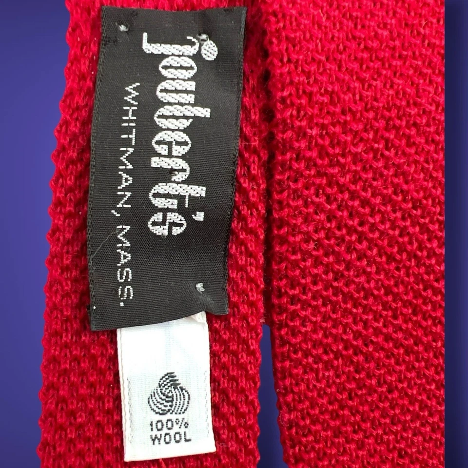 20 世纪 80 年代复古红色紧身领带 100% 羊毛领带复古学院风新浪潮滑板 — 第 4/4 张图片