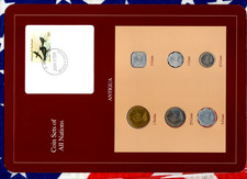 Coin Sets of All Nations Antigua E.C.1981-1989 UNC $1,2,10 cent 1981 JUN 10 1988