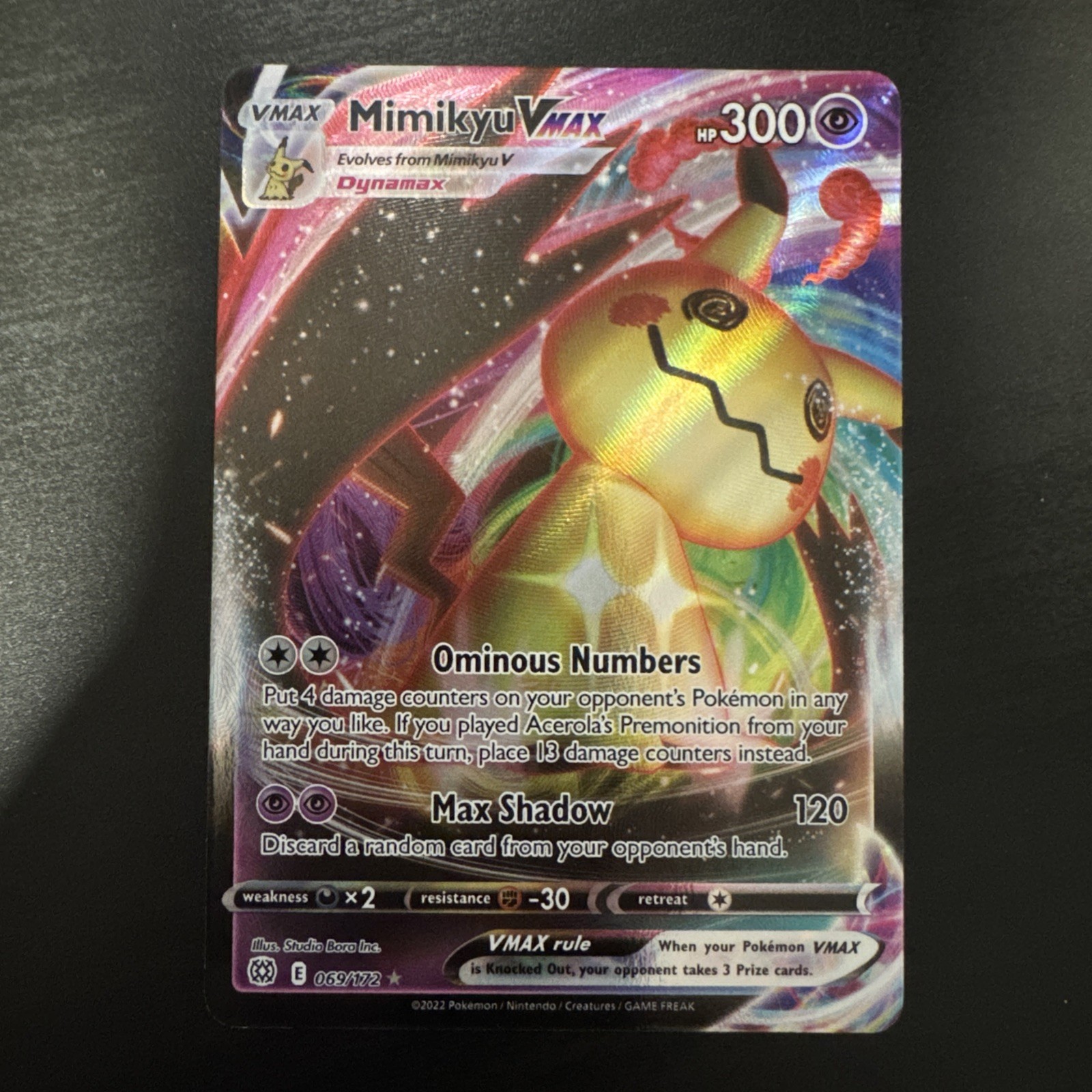 Mimikyu VMAX 069/172 Holo VMAX Rare Brilliant Stars Pokemon Near Mint