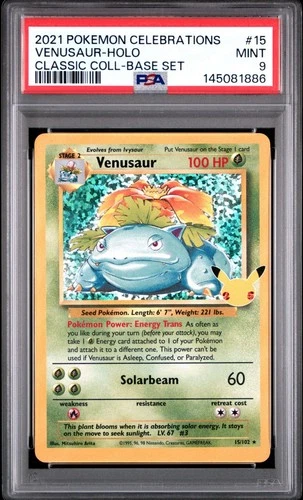 PSA 9 Venusaur 15/102 2021 Celebrations: Classic Collection Pokémon TCG 15/102