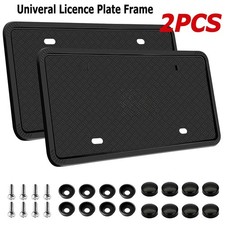 2xfront Rear Black Silicone License Plate Frame Cover Rubber Bracket Holder Sale