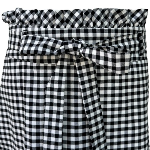 CYNTHIA ROWLEY Womens 4 Skirt A Line Checkered Gingham Tie Bow BLACK WHITE NWOT - Picture 11 of 22