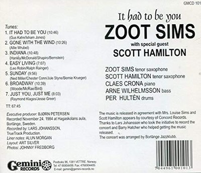 Zoot Sims - It Had To Be You CD #G2016878