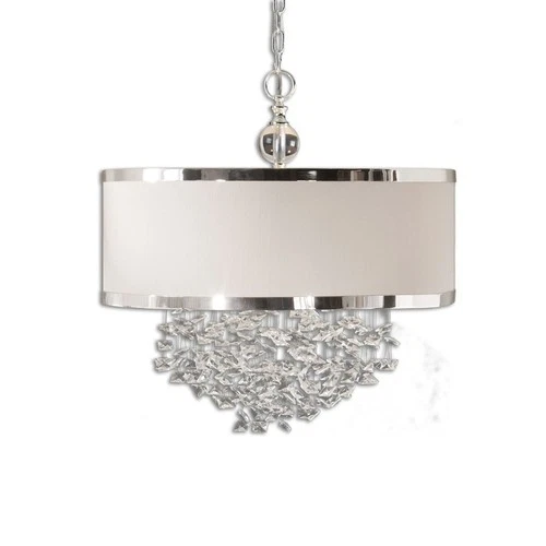 Fascination Drum Pendant 3 Light Antique White Linen     -Traditional - Picture 4 of 4