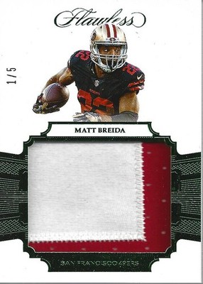 2017 Panini Flawless Rookie Patches Emerald #22 Matt Breida Patch /5 - FB