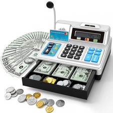 Calculator Cash Register - 103 Pcs Toy Cash Register, Set with Microphone, Cr...