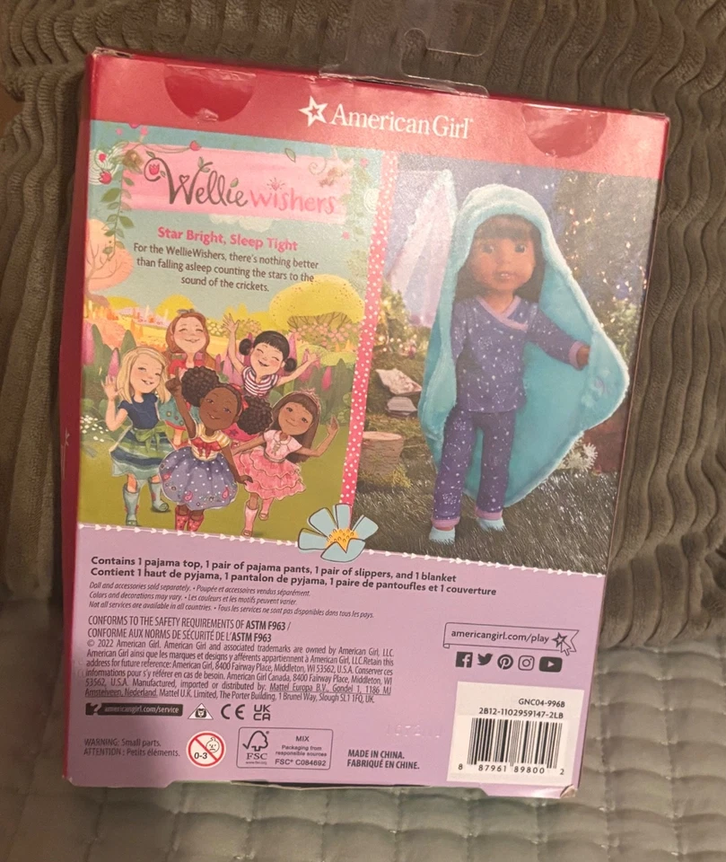 Кукла American Girl Wellie Wishers пижама звездное небо PJ 4 комплекта тапочки одеяло - Изображение 4 из 4