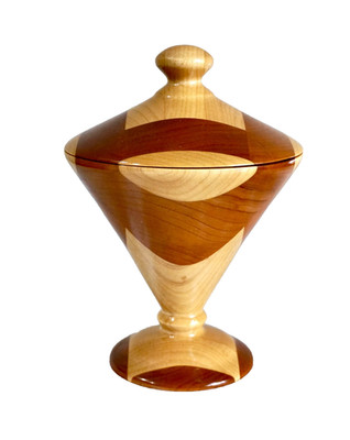 Artisan Hand-Made Hand-Turned Segmented Wooden Lidded Bowl, Signed