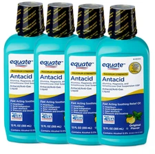 Equate Maximum Strength Antacid over-the-Counter Original Flavor Liquid, 4 Pack