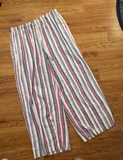 Old Navy Women s High rise Wide Leg Striped Pants Red Blue White L Preppy Beachy