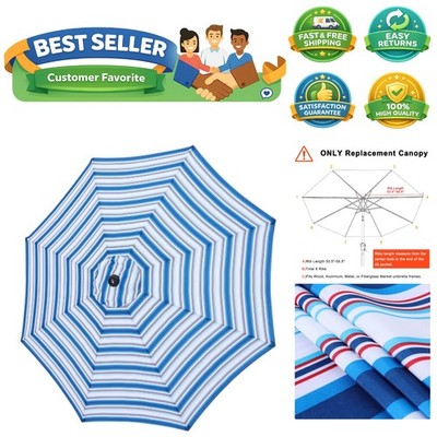 Patio Umbrella 9ft Replacement Canopy for 8 Ribs-Navy Blue Stripe Canopy Only