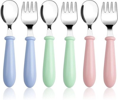 6 Pieces Toddler Utensils Kids Silverware Baby Forks and Spoons Set