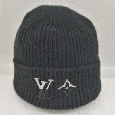 LOUIS VUITTON Beanie - LV Dual Hat Black 100% Cashmere Auth