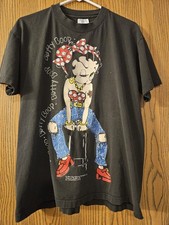 VTG 90s Betty Boop 1994 Biker Single Stitch Tee Made in USA Faded Black GRAIL