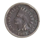 1863 COPPER NICKEL FULL DATE Indian Head Cent Penny CULL / AG / HOLE FILLER