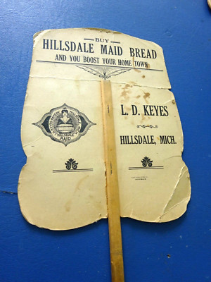 1930's Advertising Fan, L.D. Keyes Bakery, Hillsdale Maid Bread, Mi. Betsy Ross