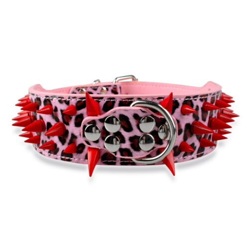 2" Wide Spiked Studded Leather Large Dog Collar for German Shepherd Pitbull S-XL - Picture 20 of 28