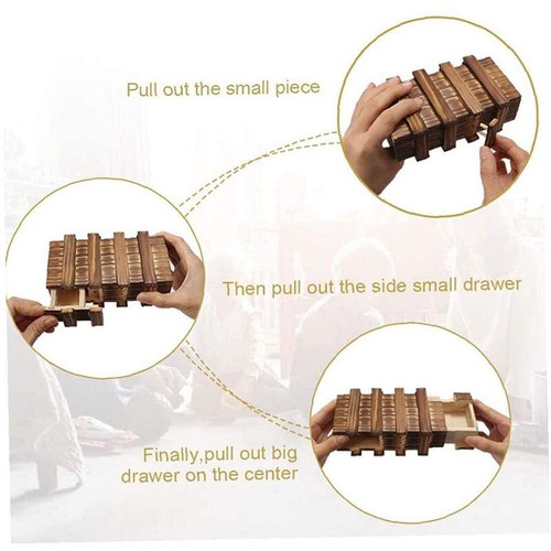 Secret Puzzle Wooden Box Adult Money Card Holder Secret Compartment Gift Box AU - Picture 2 of 12
