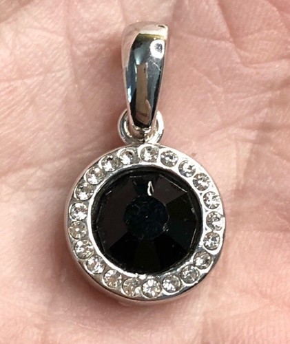 Ciondolo Elo7 cristallo placcato oro 18 kt aureola zircone nero dorso filigrana gabbia puff - Foto 6 di 11
