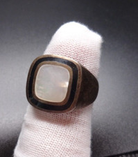 Onyx Ring With White Mother of Pearl In Sterling Silver Size 7 Signed CW