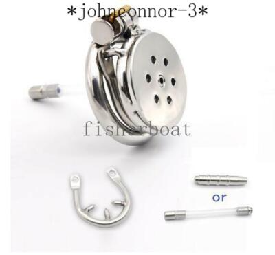 Male Chastity Lock Device Flat Cage Tube Spiked Rings Stainless Steel Metal