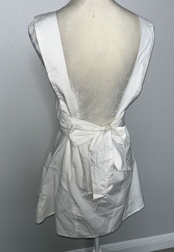 Free People Eye Catching A Line Mini Dress Bow Ivory Cotton Blend Poplin New L - Picture 18 of 24